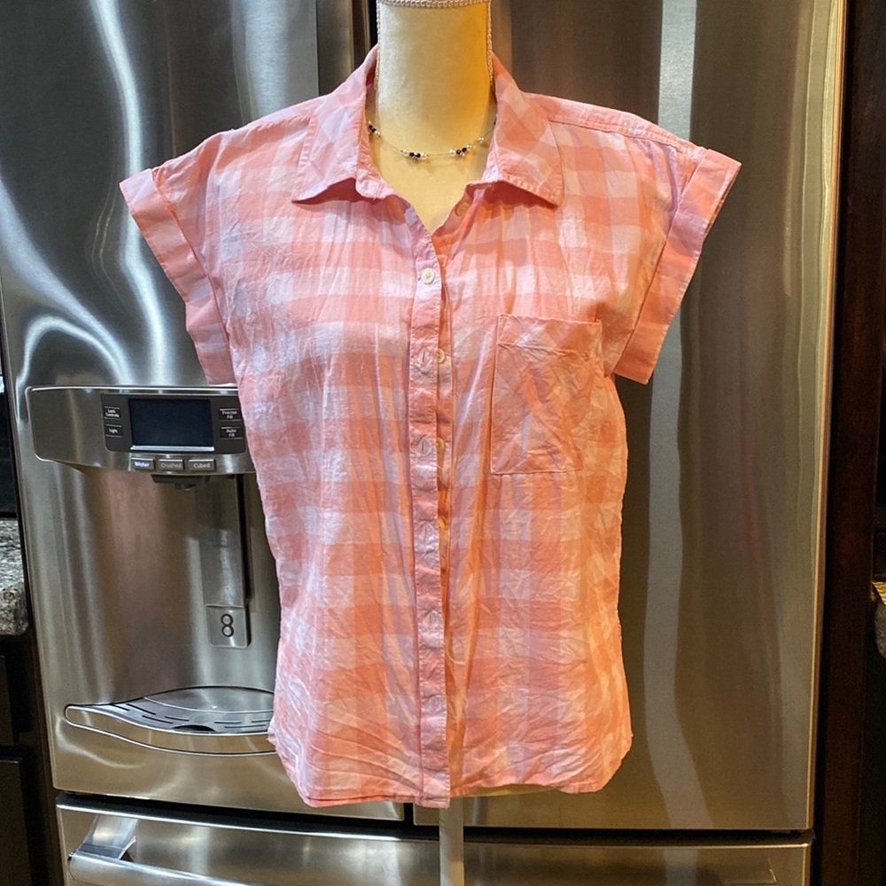 Style & Co Button-up Pink Checkered Camp Shirt size M​